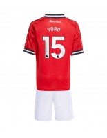 Otroške Nogometnih dresov Manchester United Leny Yoro #15 Domači 2025-26 Kratki rokavi (+ hlače)